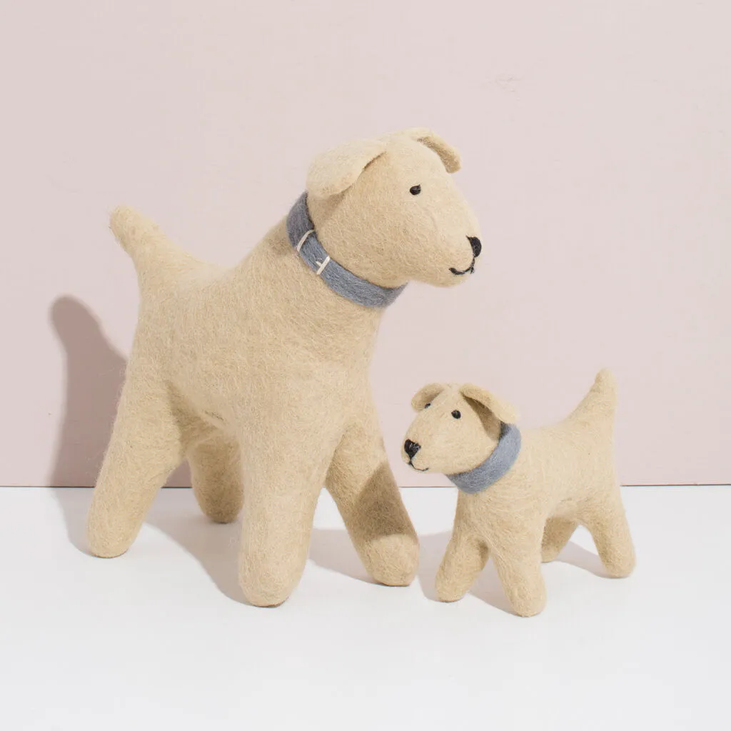 Hand Felted Golden Retriever Duo