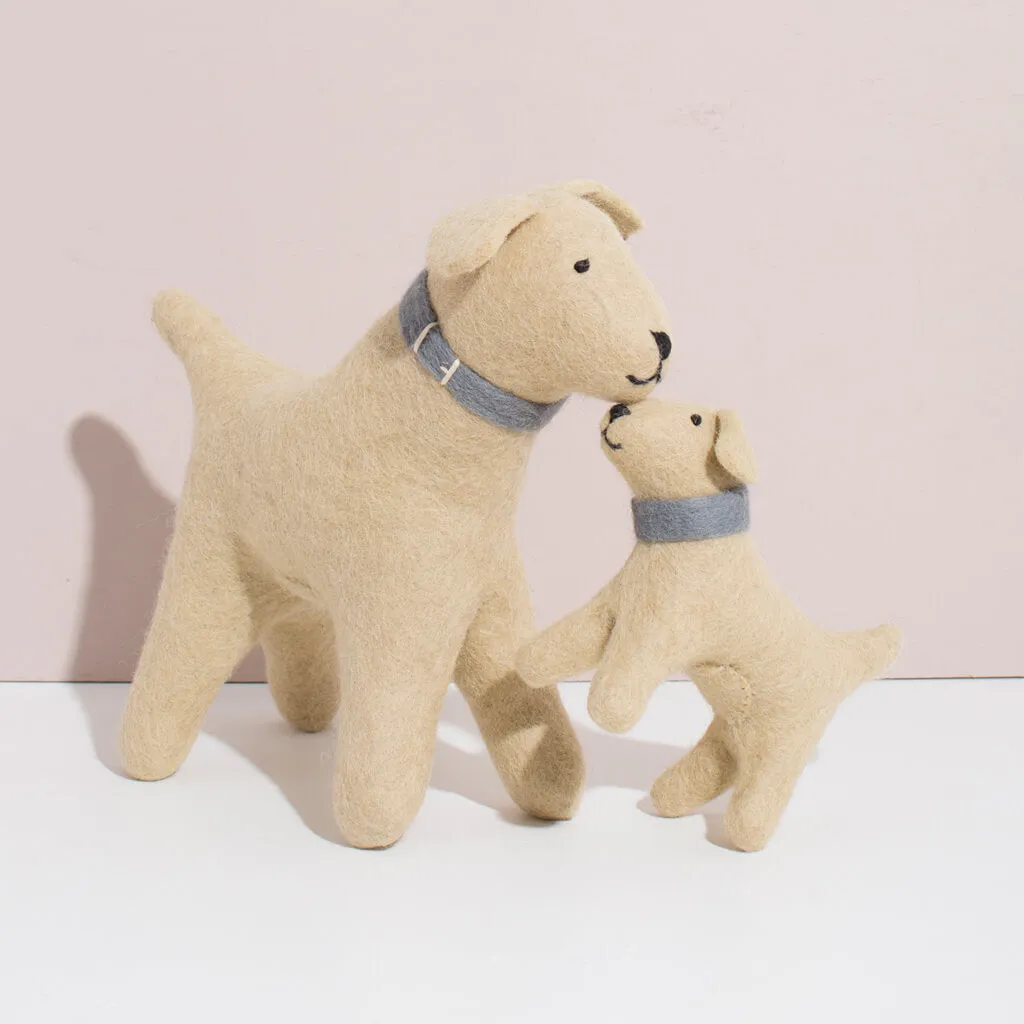 Hand Felted Golden Retriever Duo