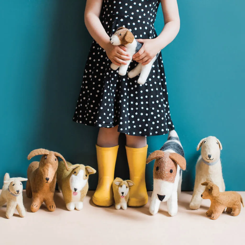 Hand Felted Golden Retriever Duo