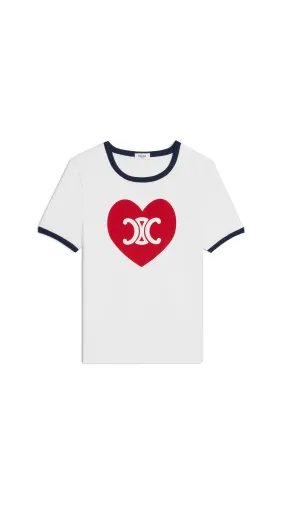 Heart Triomphe T-shirt in Cotton Jersey - White/Red/Navy