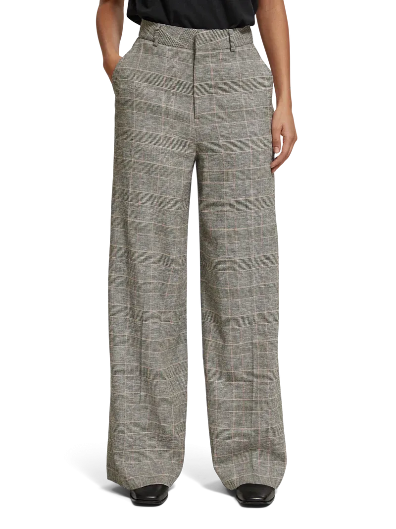 High Rise Wide Leg Prince Of Wales Pant