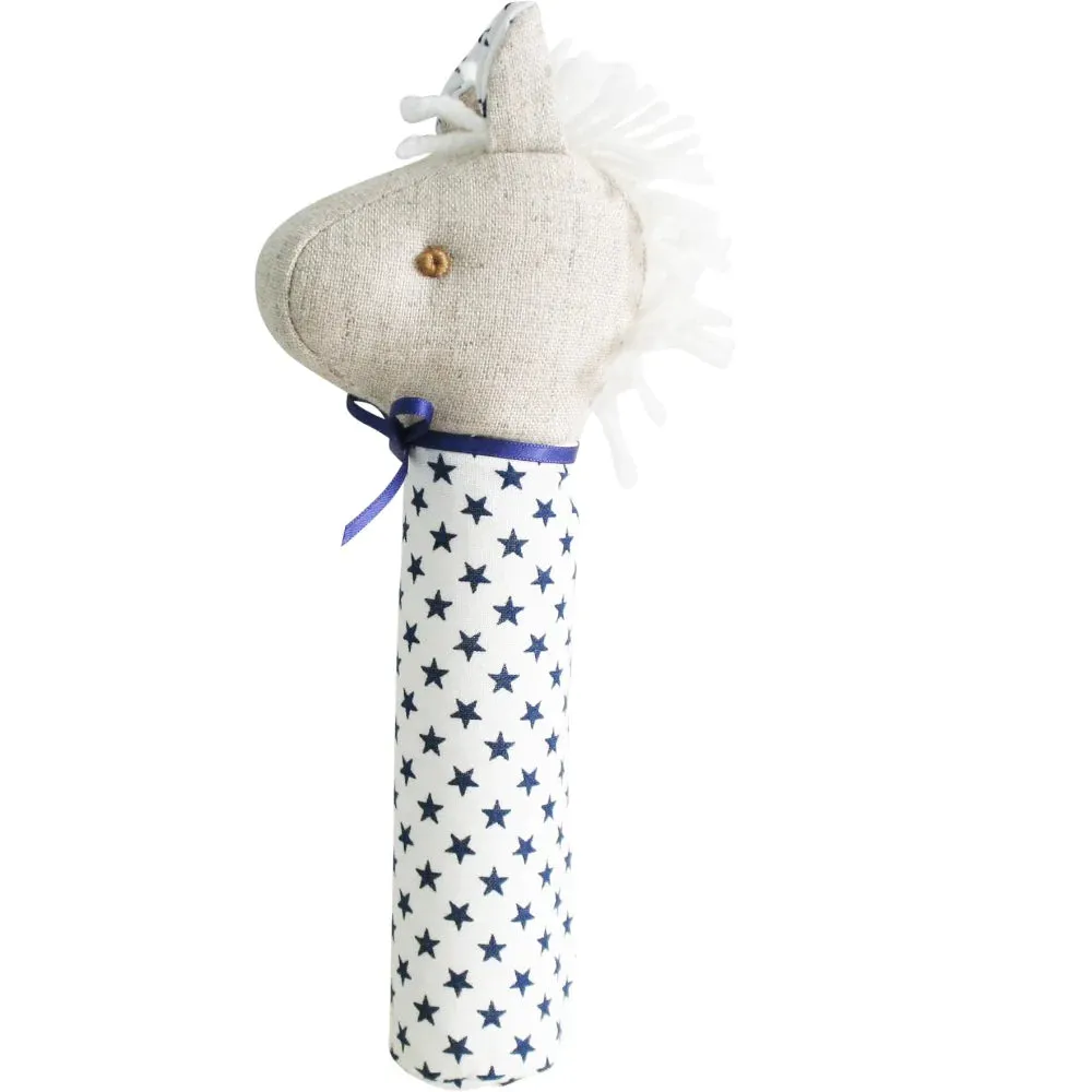 Horse Squeaker - White and Navy Star