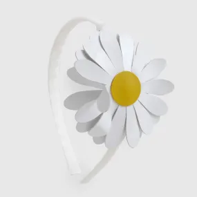 Illytrilly White Headband With Faux Leather Daisy