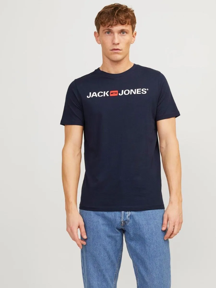 Jack & Jones 3 Pack Corp Logo Crew Neck T-Shirt White Black Navy