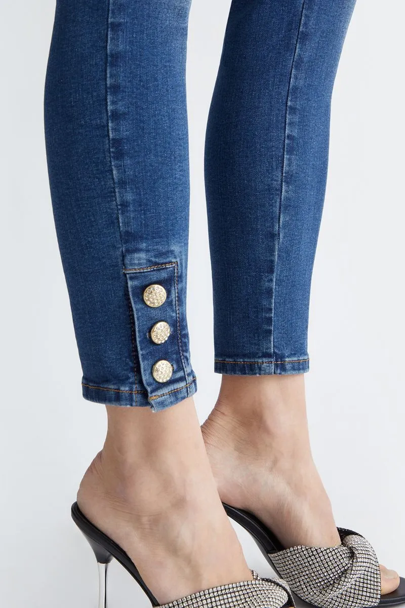 Jeans skinny bottom up con bottoni donna Denim