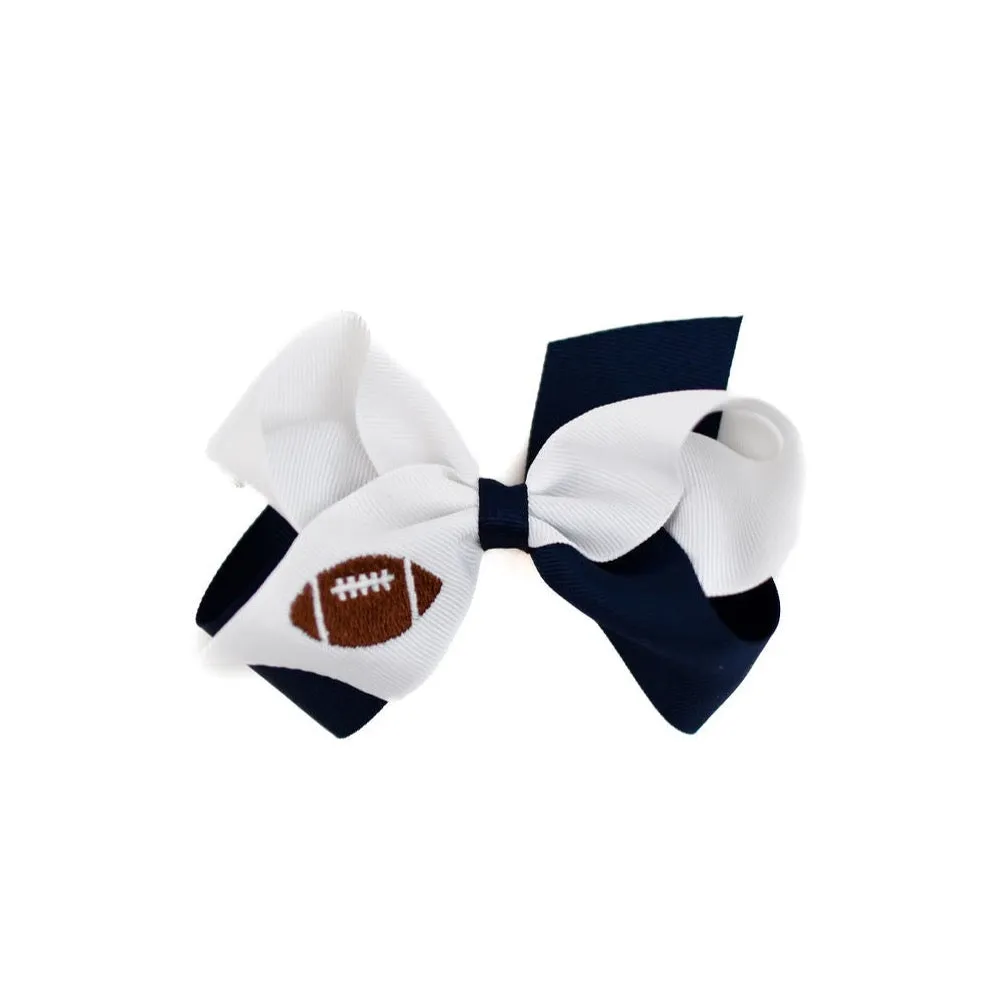 King Football Bow - White and Navy