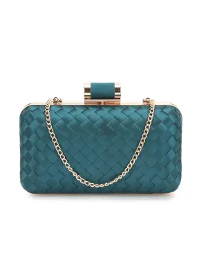 Lana Turquoise Weave Clutch