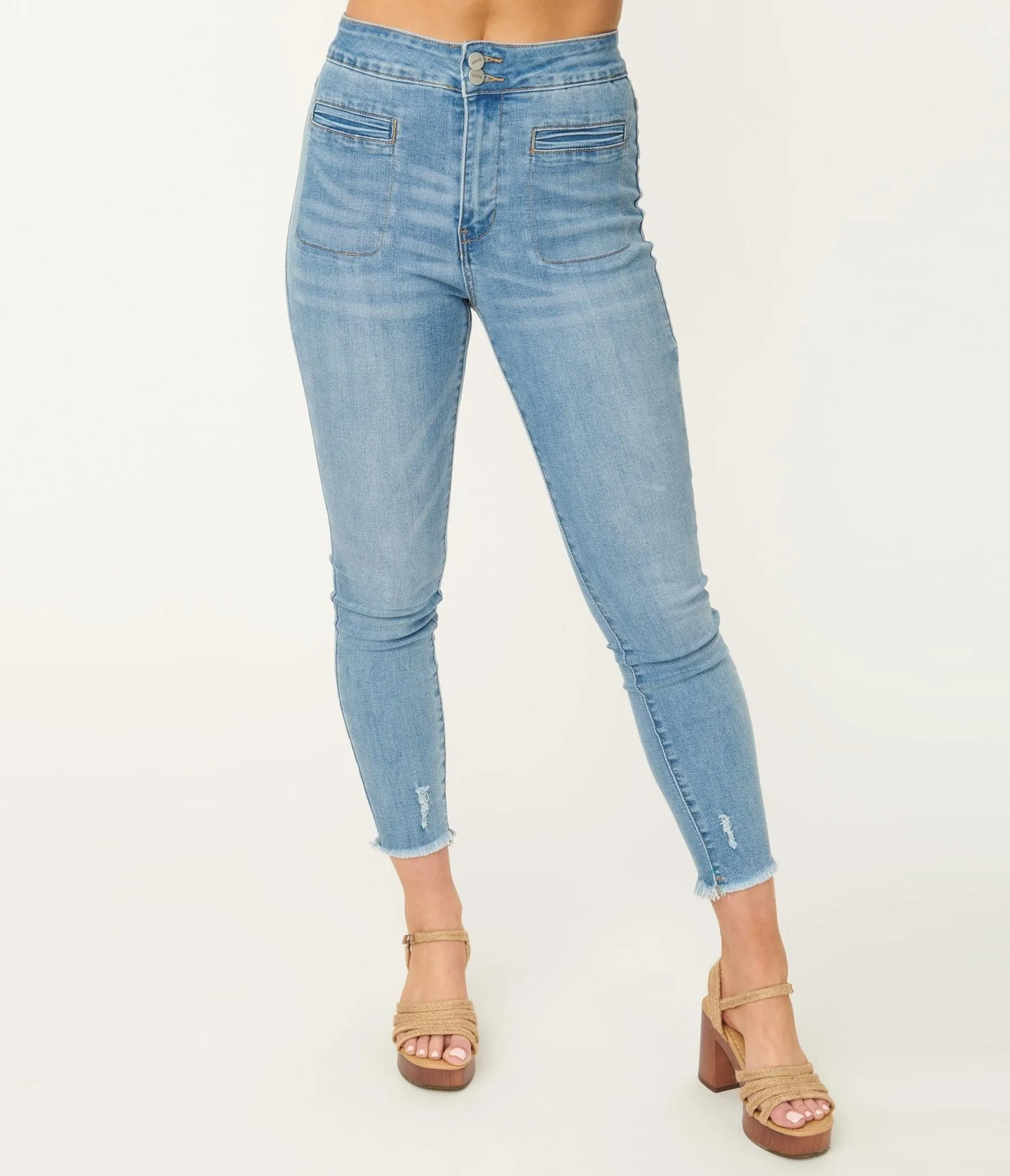 Light Blue Wash Front Pocket Skinny Jeans