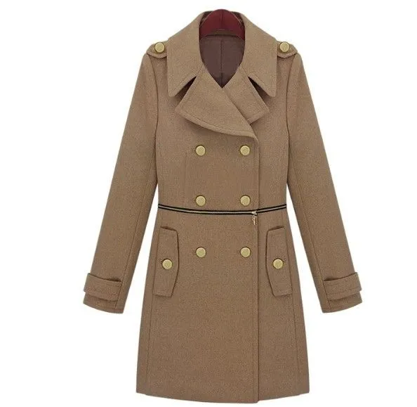 Long Officer Trenchcoat for Women with Middle Zip