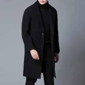 Long wool coat for men notch lapels