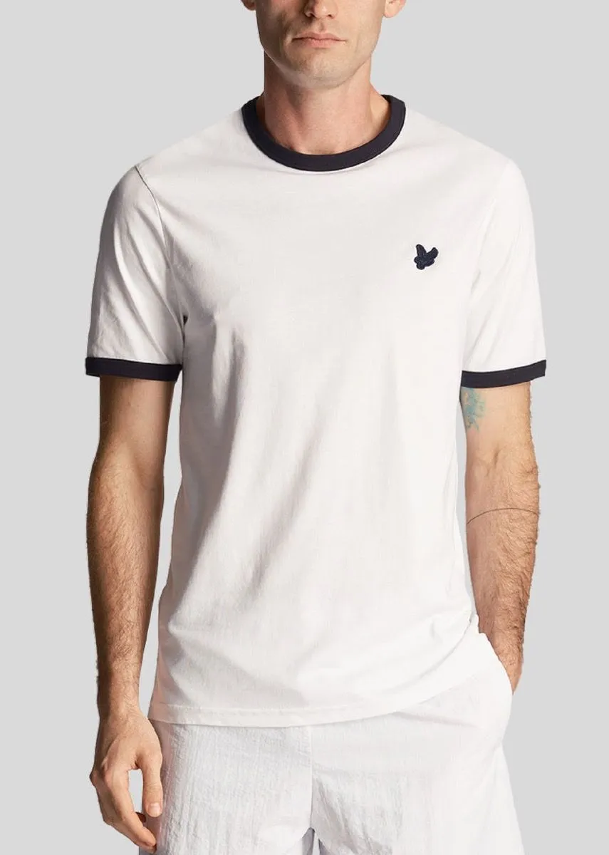 Lyle & Scott Tonal Crew Neck T-Shirt White/Dark Navy