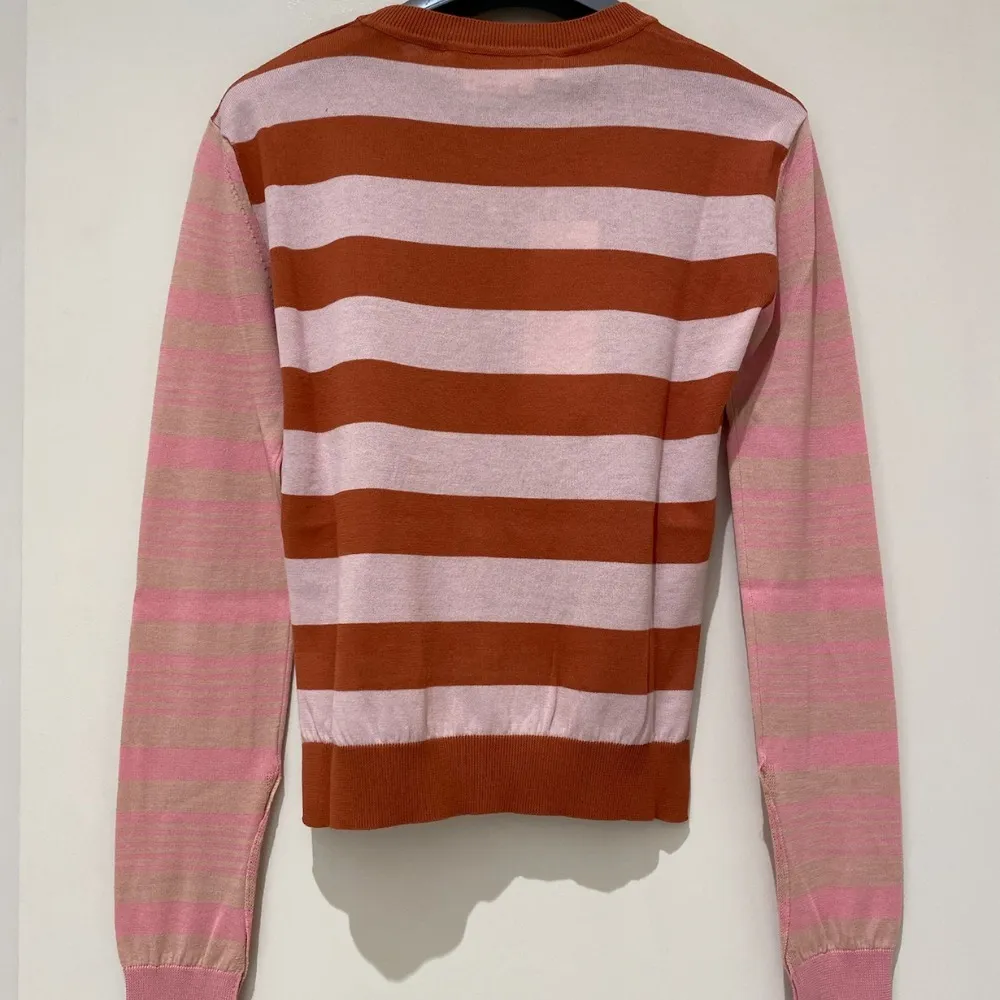 MARNI  |Pink contrast-stripe light cotton crew-neck