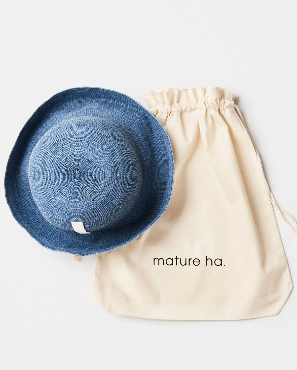 MATURE HA - Paper Linen Braid Hat in Denim Blue