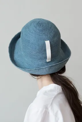 MATURE HA - Paper Linen Braid Hat in Denim Blue