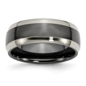 Men's 8mm Titanium Polished Two Tone Beveled Edge Comfort Fit Band