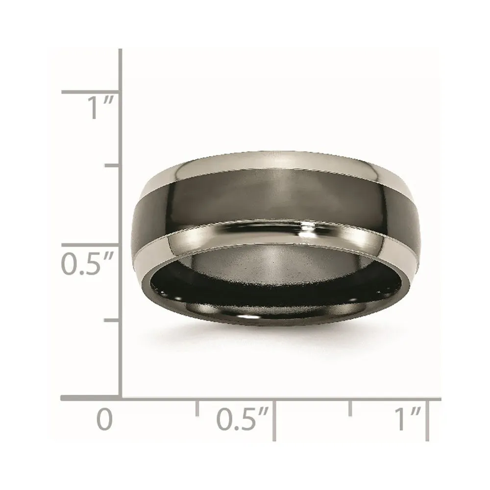 Men's 8mm Titanium Polished Two Tone Beveled Edge Comfort Fit Band