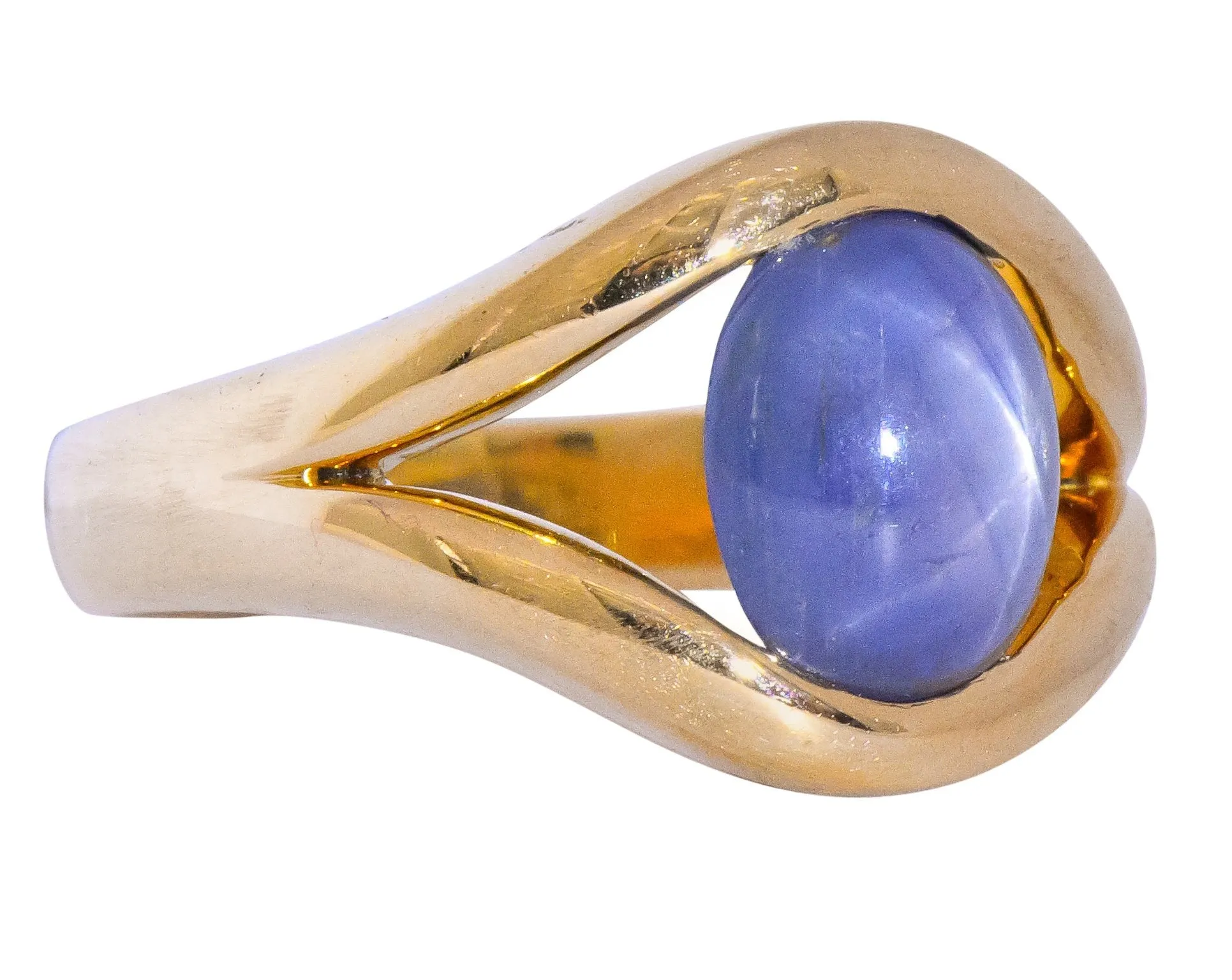 Men's Vintage 6.00 CTW Star Sapphire 18 Karat Gold Ring