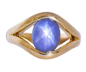 Men's Vintage 6.00 CTW Star Sapphire 18 Karat Gold Ring