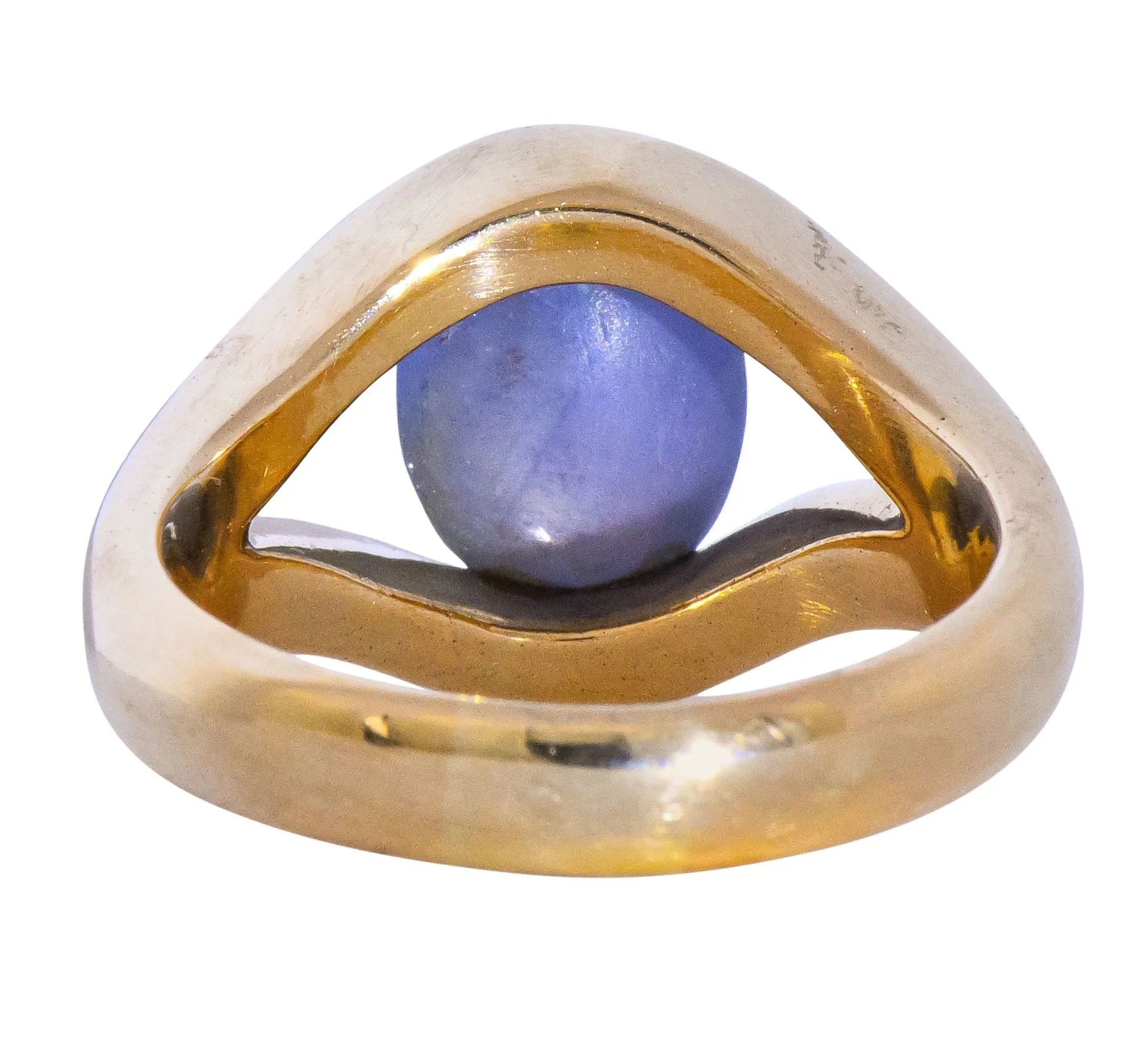 Men's Vintage 6.00 CTW Star Sapphire 18 Karat Gold Ring