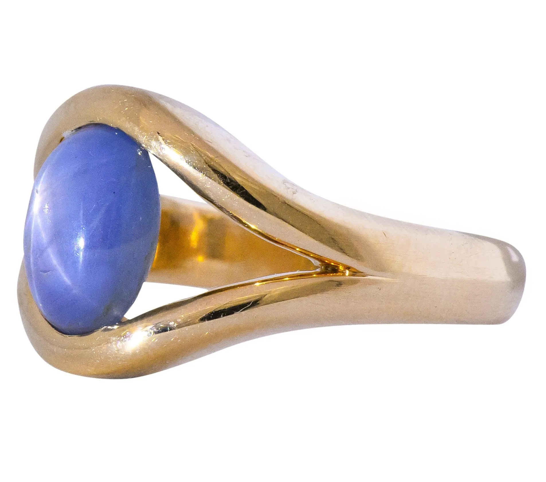 Men's Vintage 6.00 CTW Star Sapphire 18 Karat Gold Ring