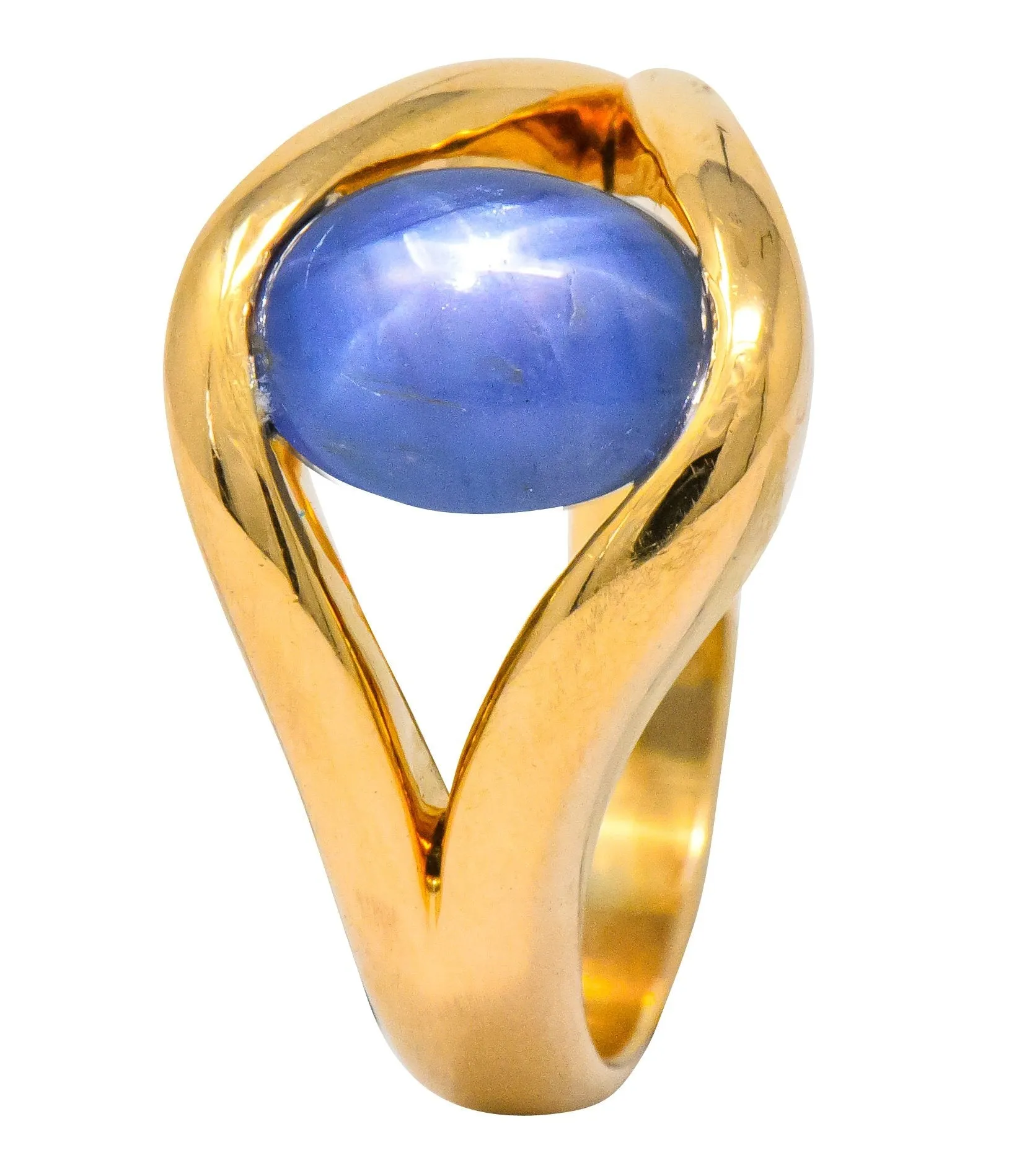 Men's Vintage 6.00 CTW Star Sapphire 18 Karat Gold Ring