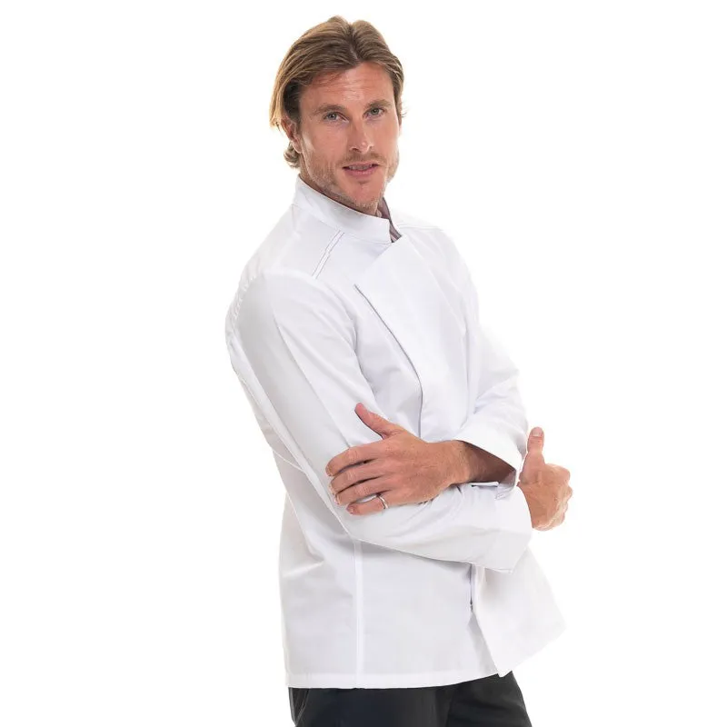 Men's  White Long Sleeve kitchen Coat ASPIN - ROBUR