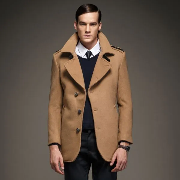 Men's Woolen Coat with detailed shoulders