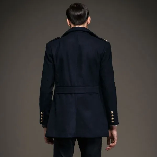 Men's Woolen Coat with detailed shoulders