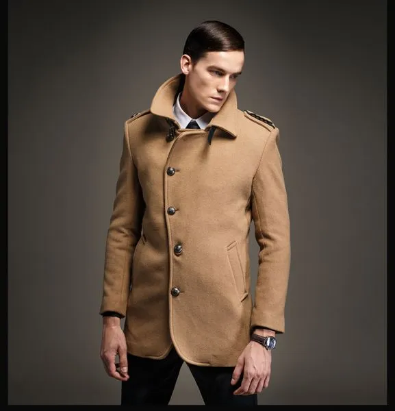 Men's Woolen Coat with detailed shoulders