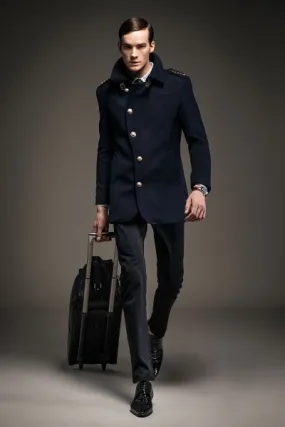 Men's Woolen Coat with detailed shoulders