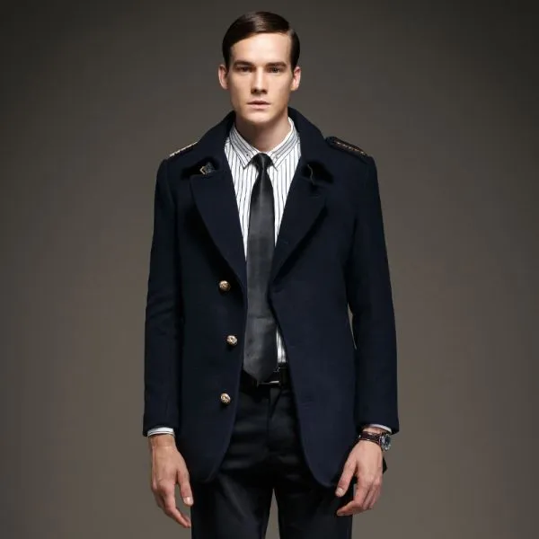 Men's Woolen Coat with detailed shoulders