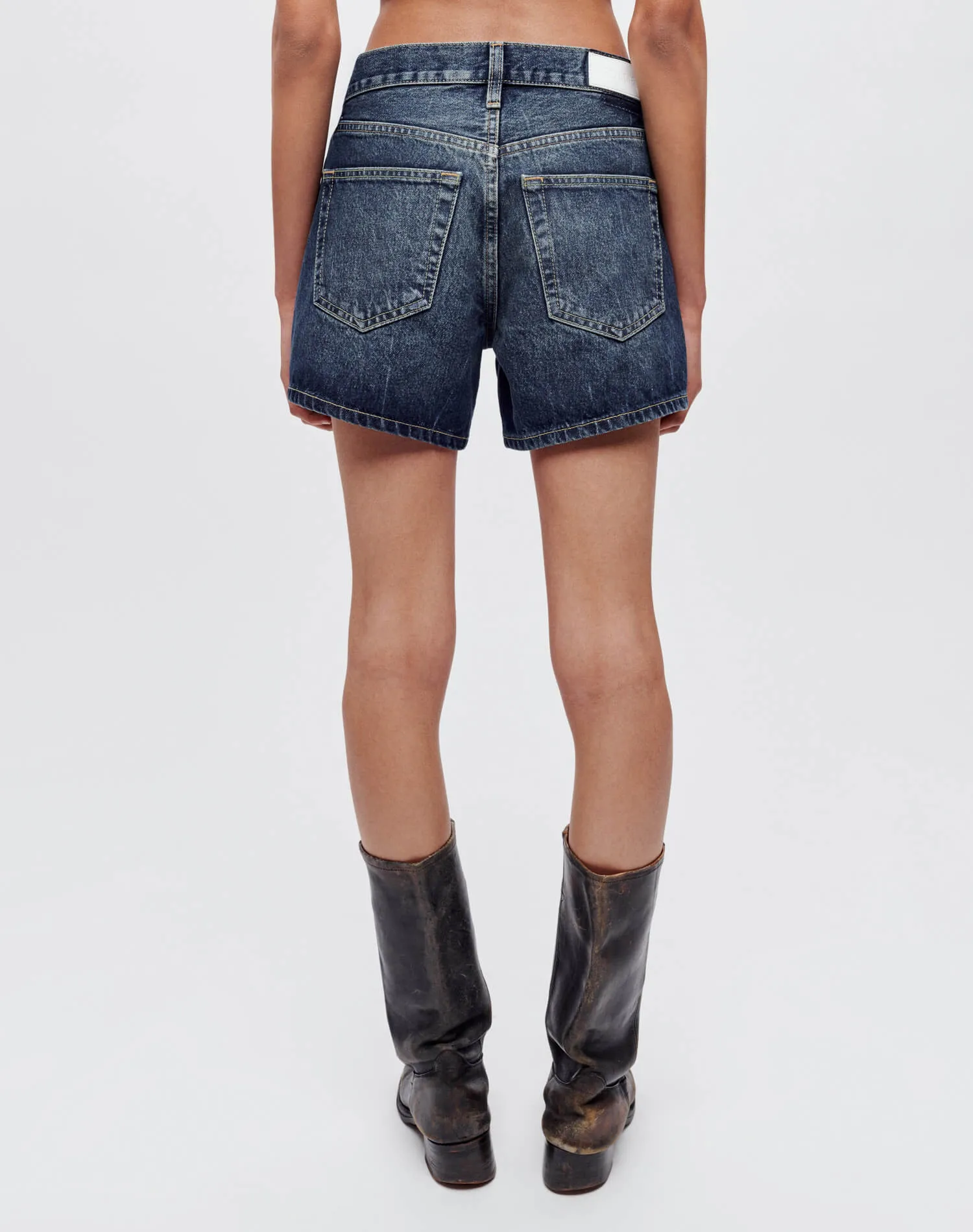 Mid Rise Boy Short - Whiskey Indigo