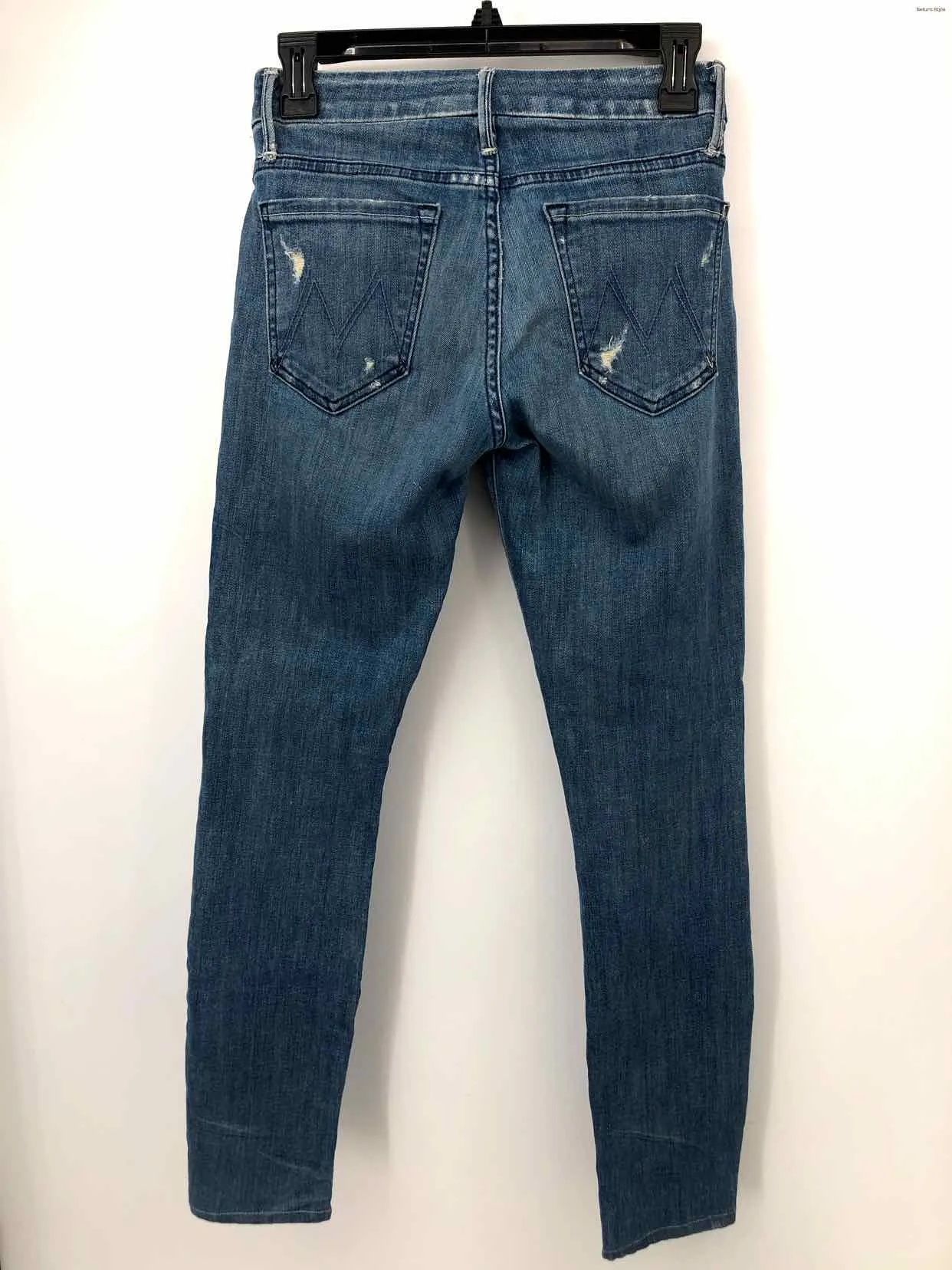 MOTHER Blue Denim Distressed Skinny Size 27 (S) Jeans