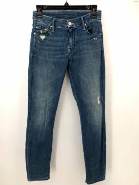 MOTHER Blue Denim Distressed Skinny Size 27 (S) Jeans