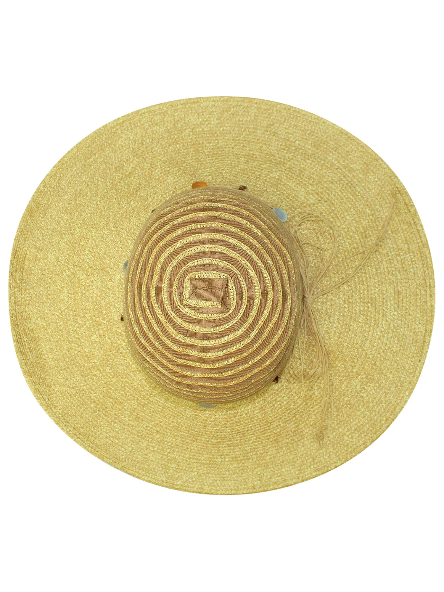 Natural Wide Brim Floppy Hat With Beaded Headband