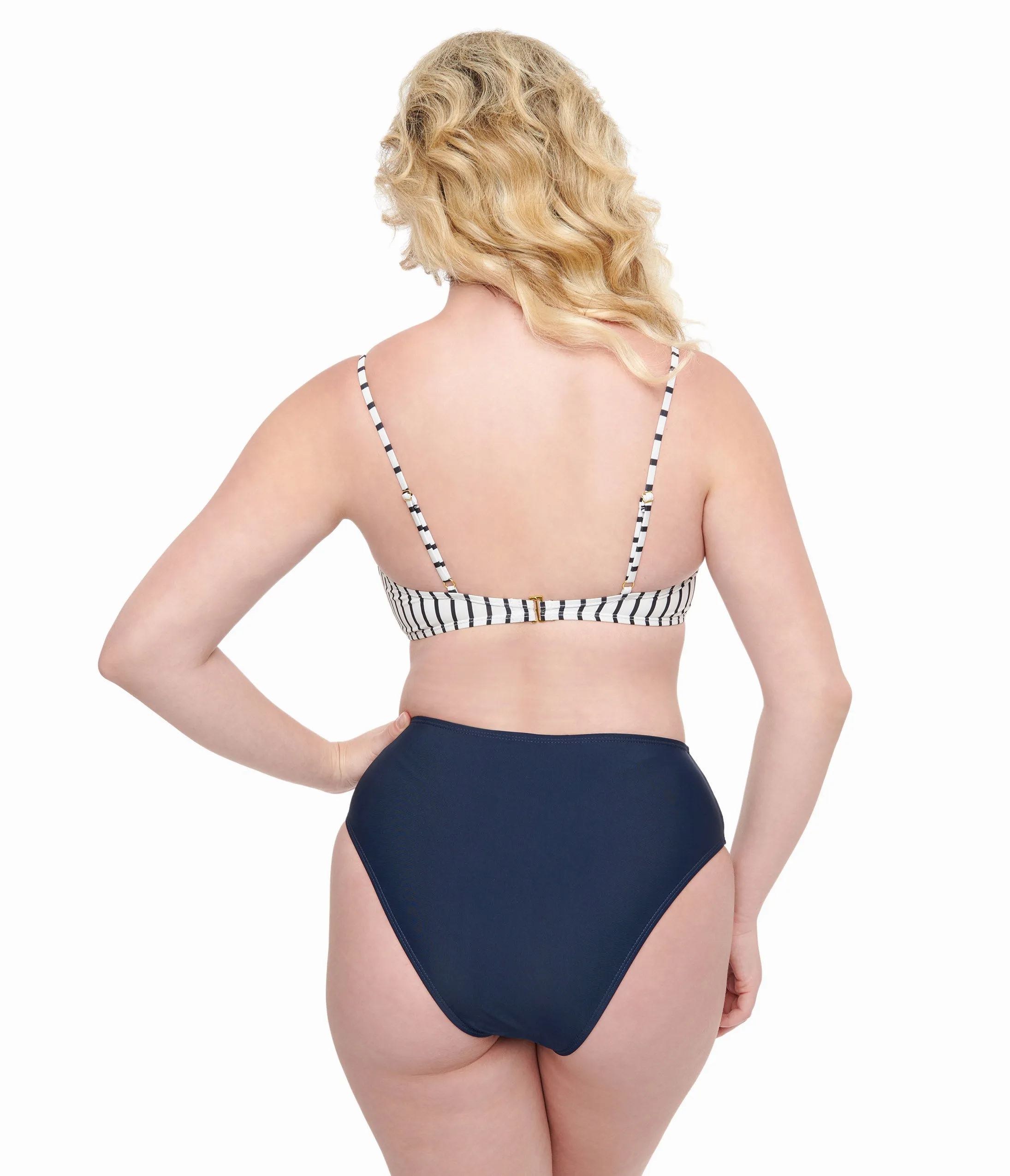 Navy & White Stripe Two Piece Swim Set