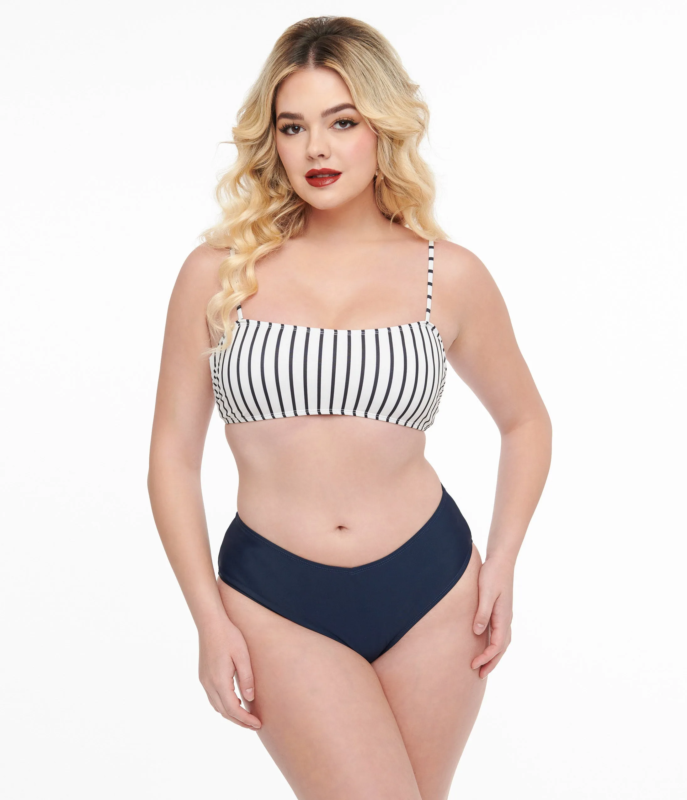 Navy & White Stripe Two Piece Swim Set