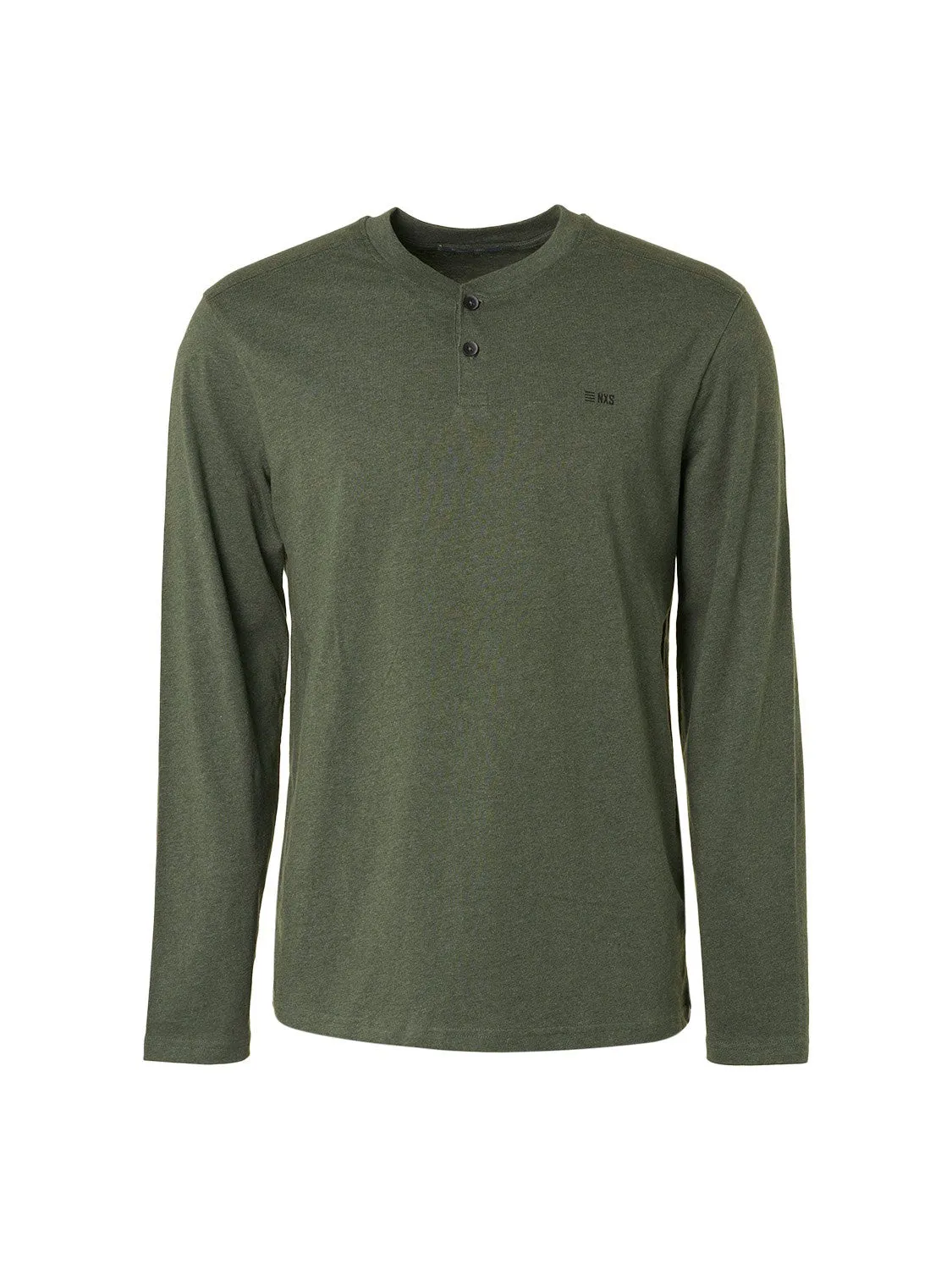 No Excess - Granddad Long Sleeved Tee - Green Melange