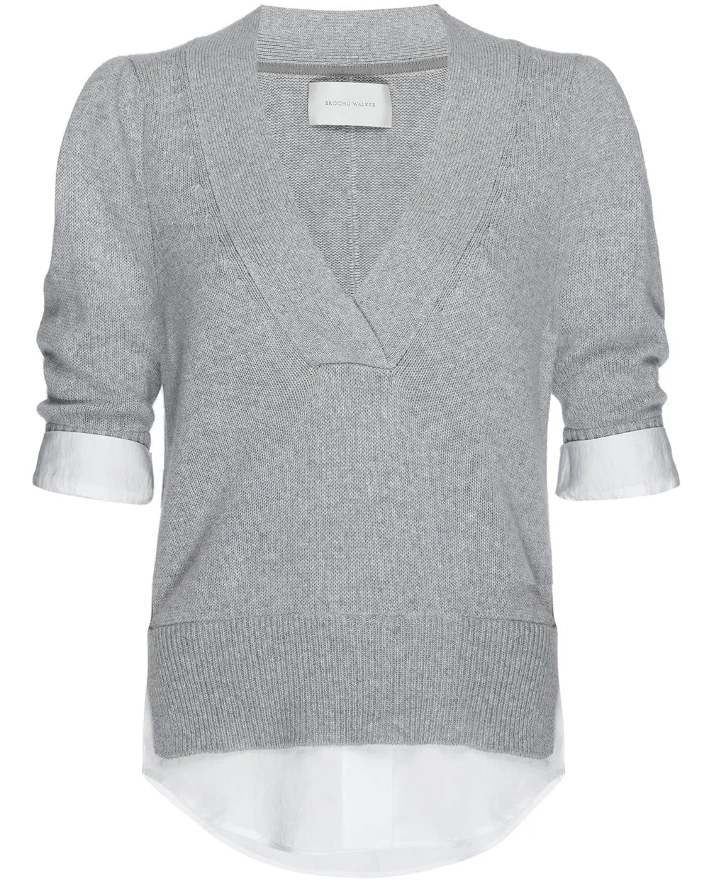 Oyster Grey Melange Lucie Layered Vee Looker