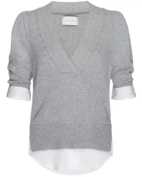 Oyster Grey Melange Lucie Layered Vee Looker