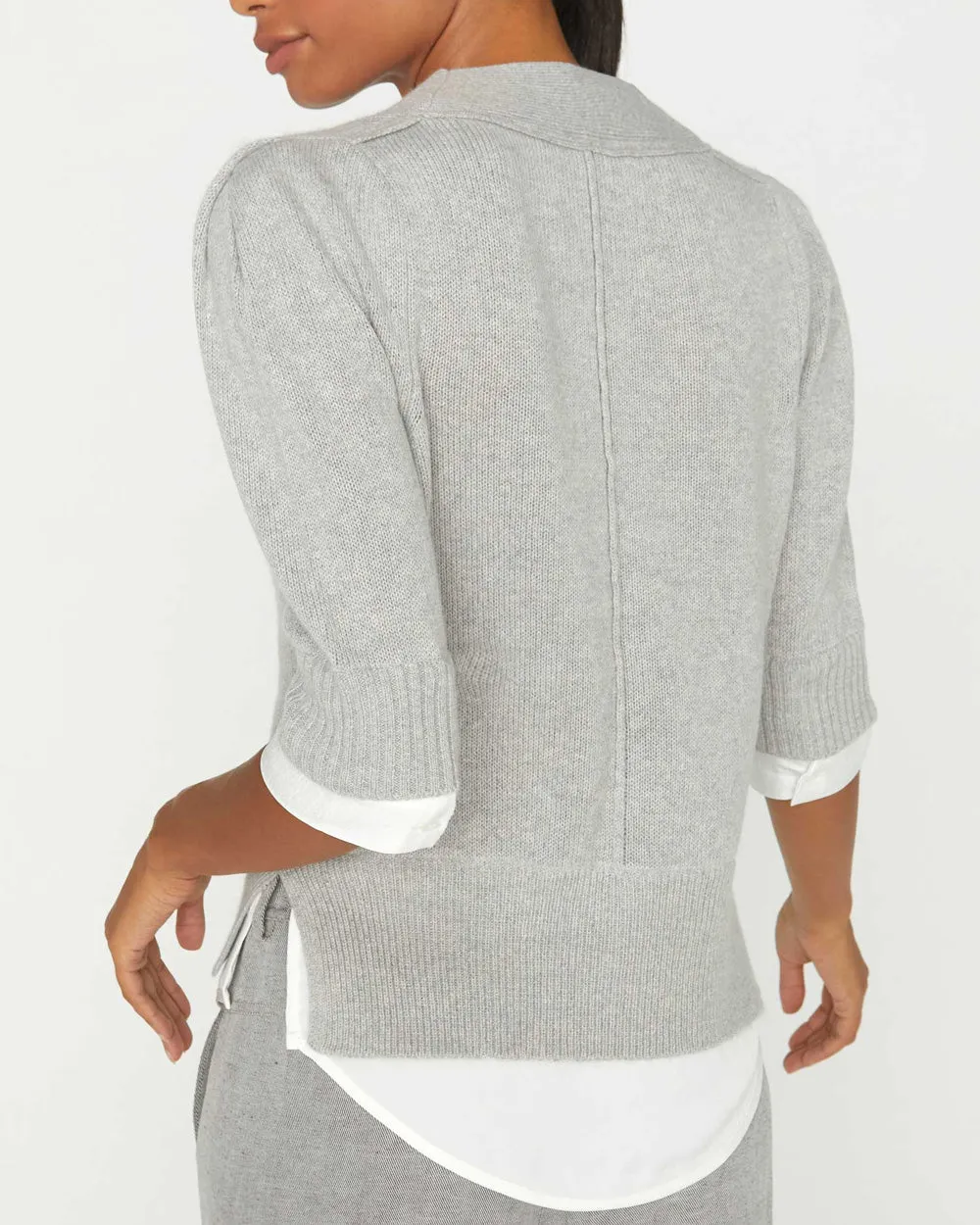 Oyster Grey Melange Lucie Layered Vee Looker