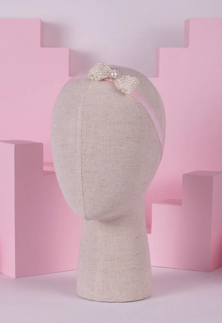 Pearl Beaded Bow Ribbon Headband