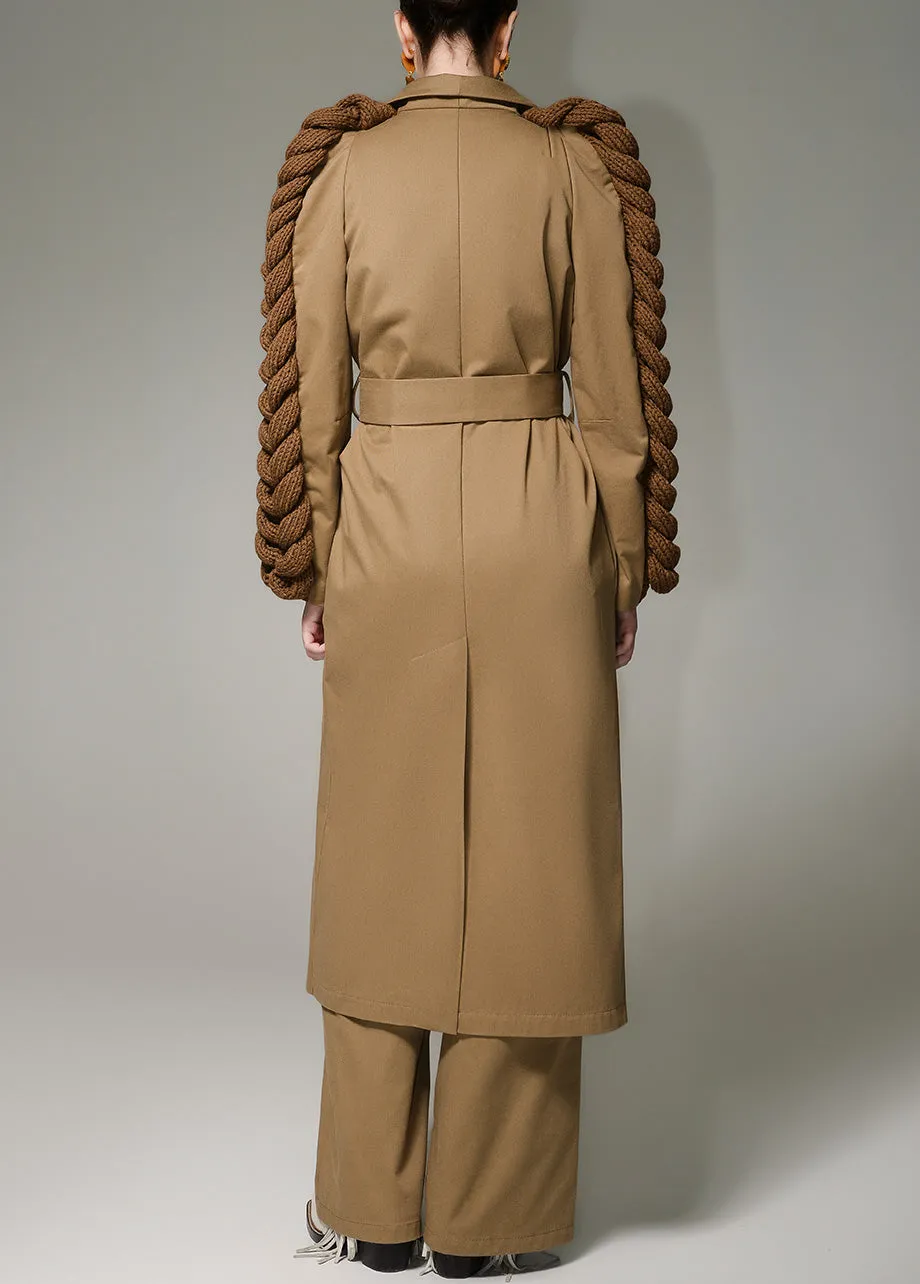 PECAN KNITTED SLEEVES TRENCH