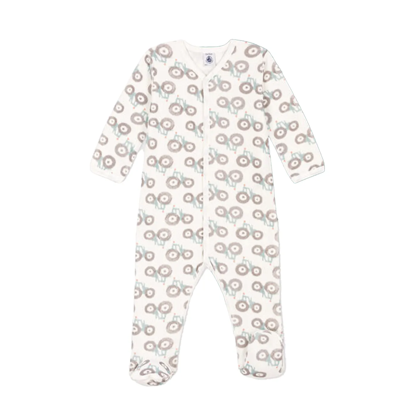 Petit Bateau Baby Boy Front Snap Tractor Print Footie