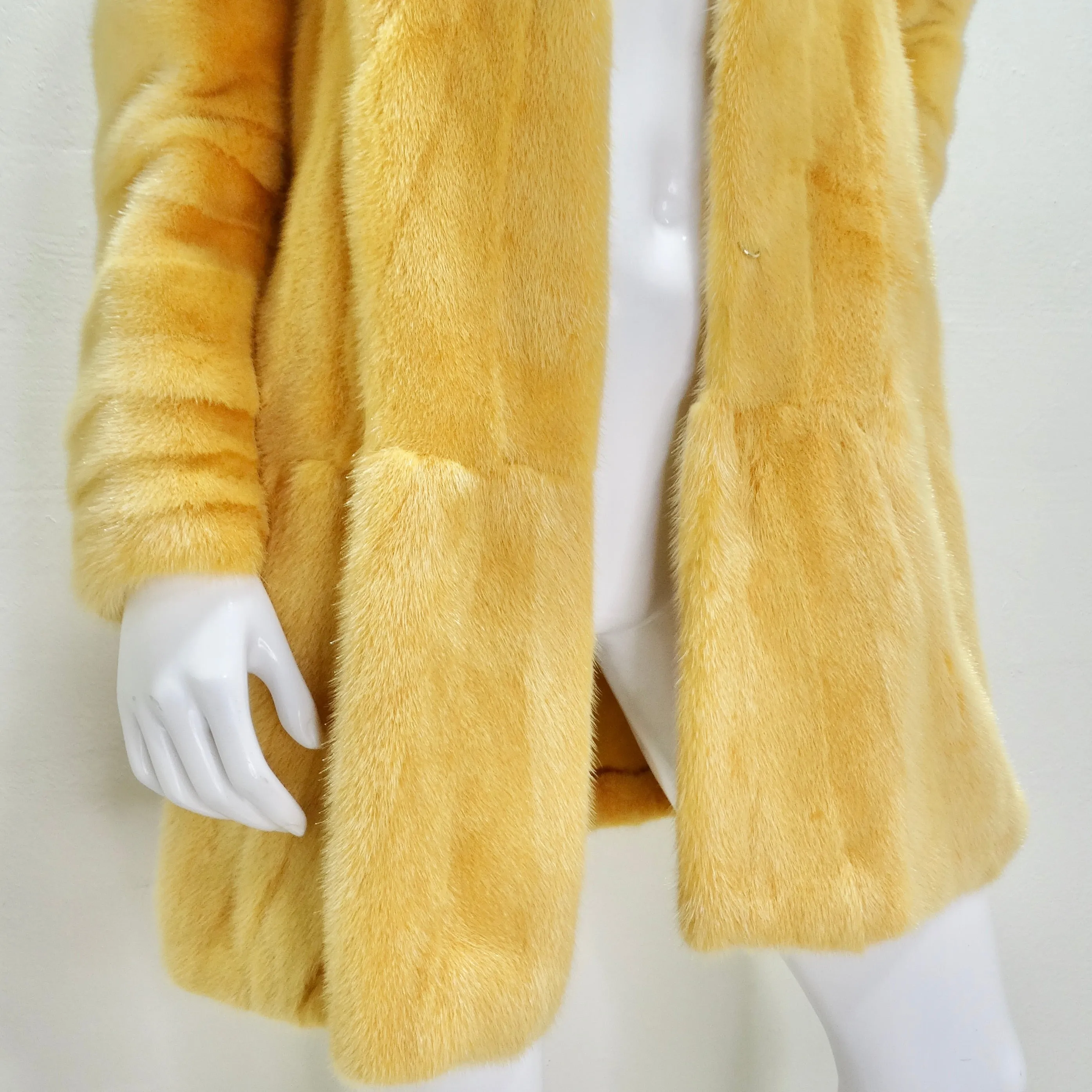 Philosophy Di Alberta Ferretti 1990s Mustard Yellow Mink Fur Coat