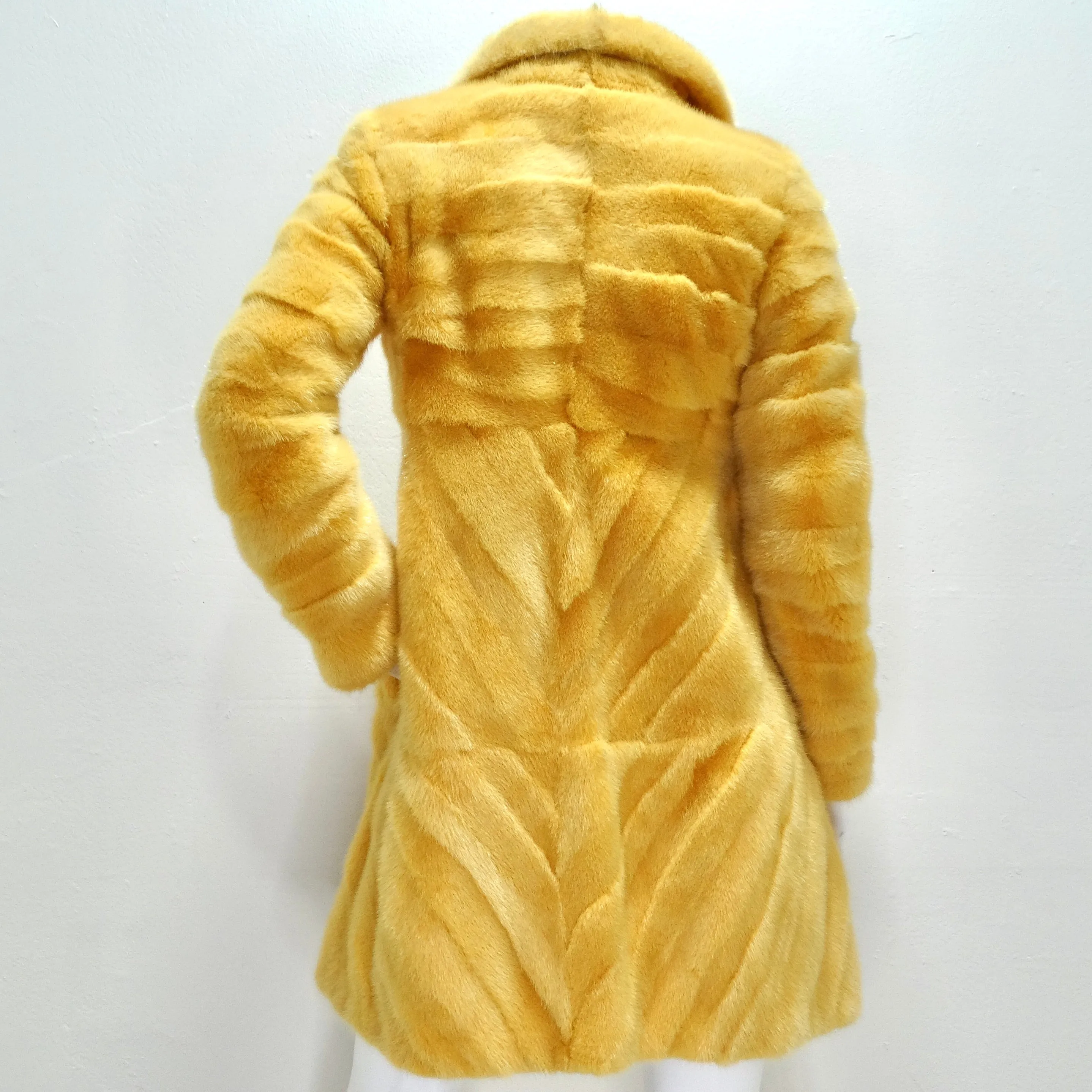 Philosophy Di Alberta Ferretti 1990s Mustard Yellow Mink Fur Coat