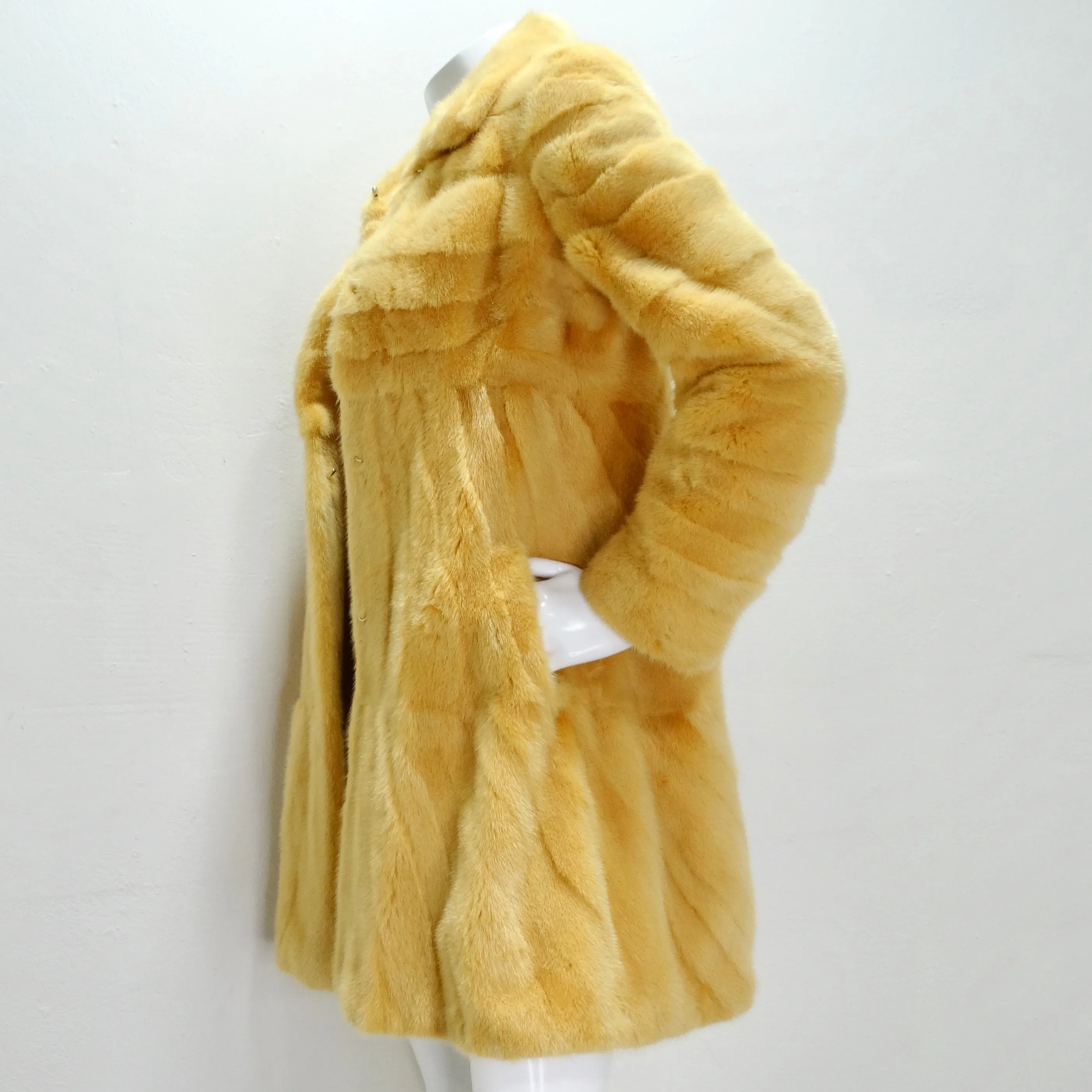 Philosophy Di Alberta Ferretti 1990s Mustard Yellow Mink Fur Coat