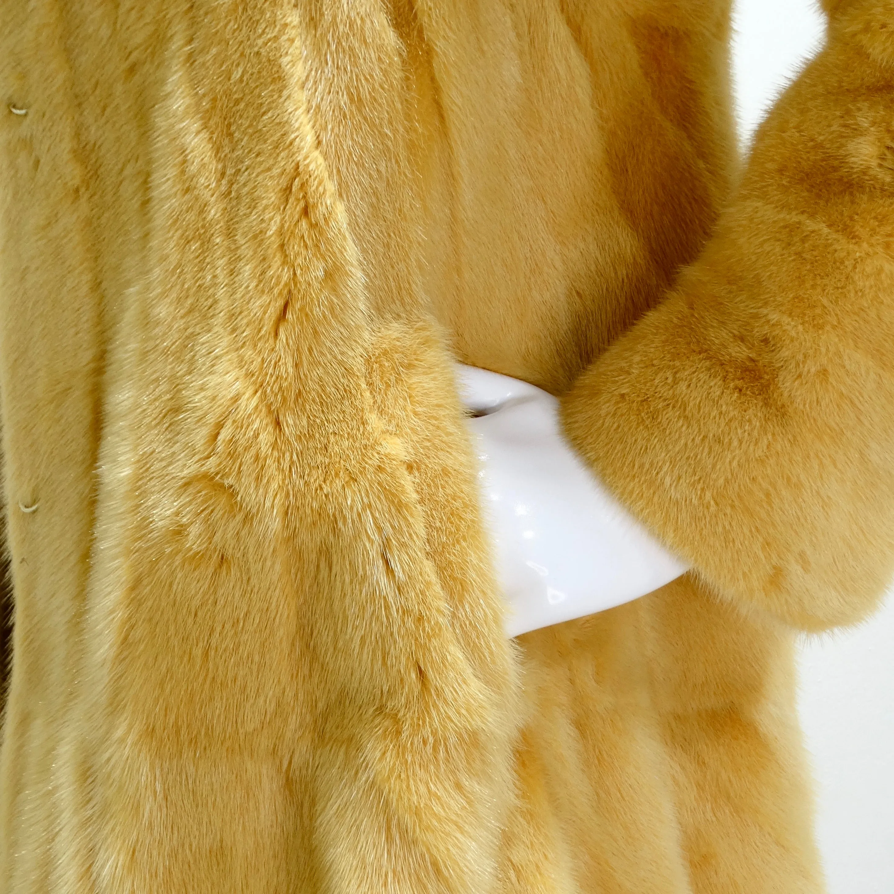 Philosophy Di Alberta Ferretti 1990s Mustard Yellow Mink Fur Coat