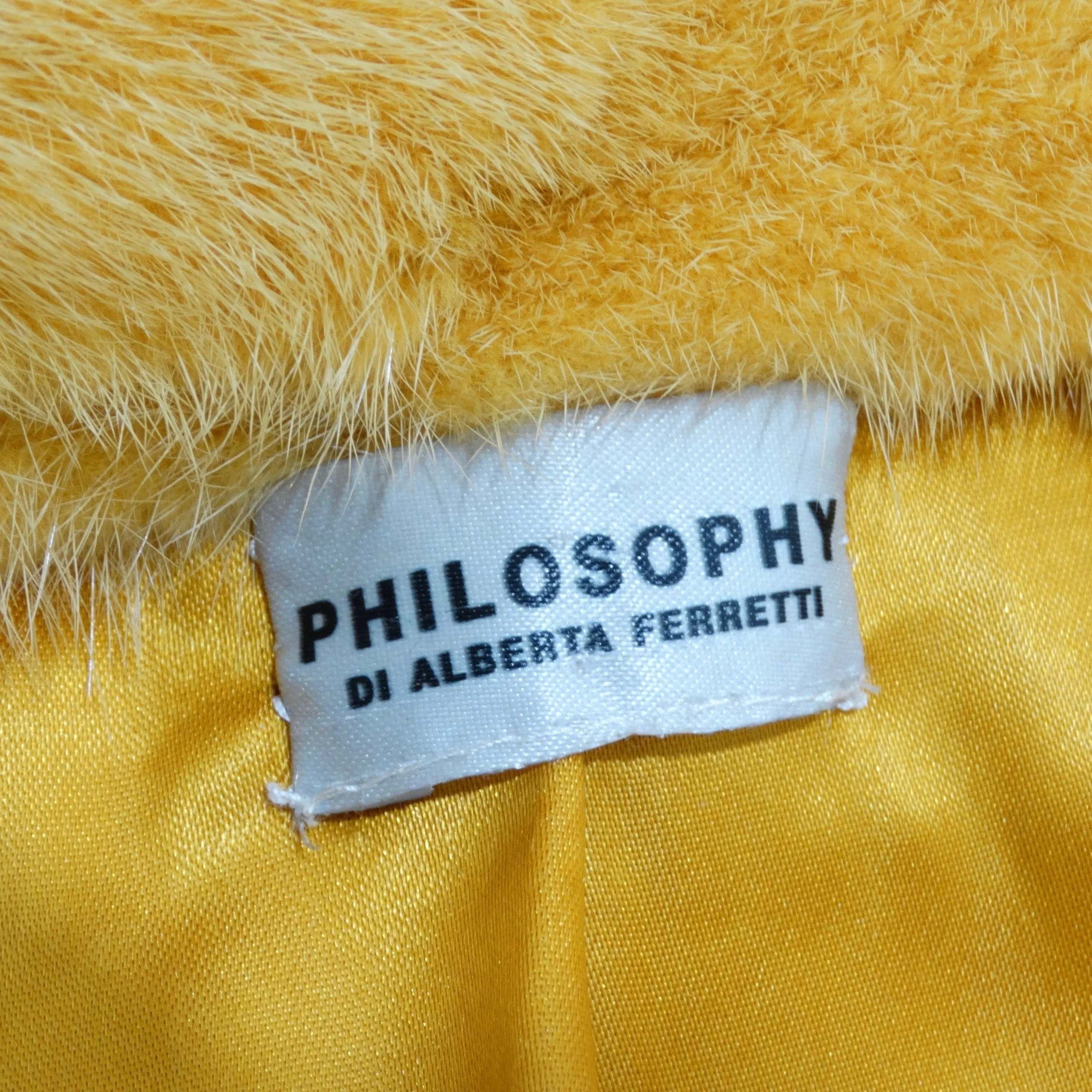 Philosophy Di Alberta Ferretti 1990s Mustard Yellow Mink Fur Coat