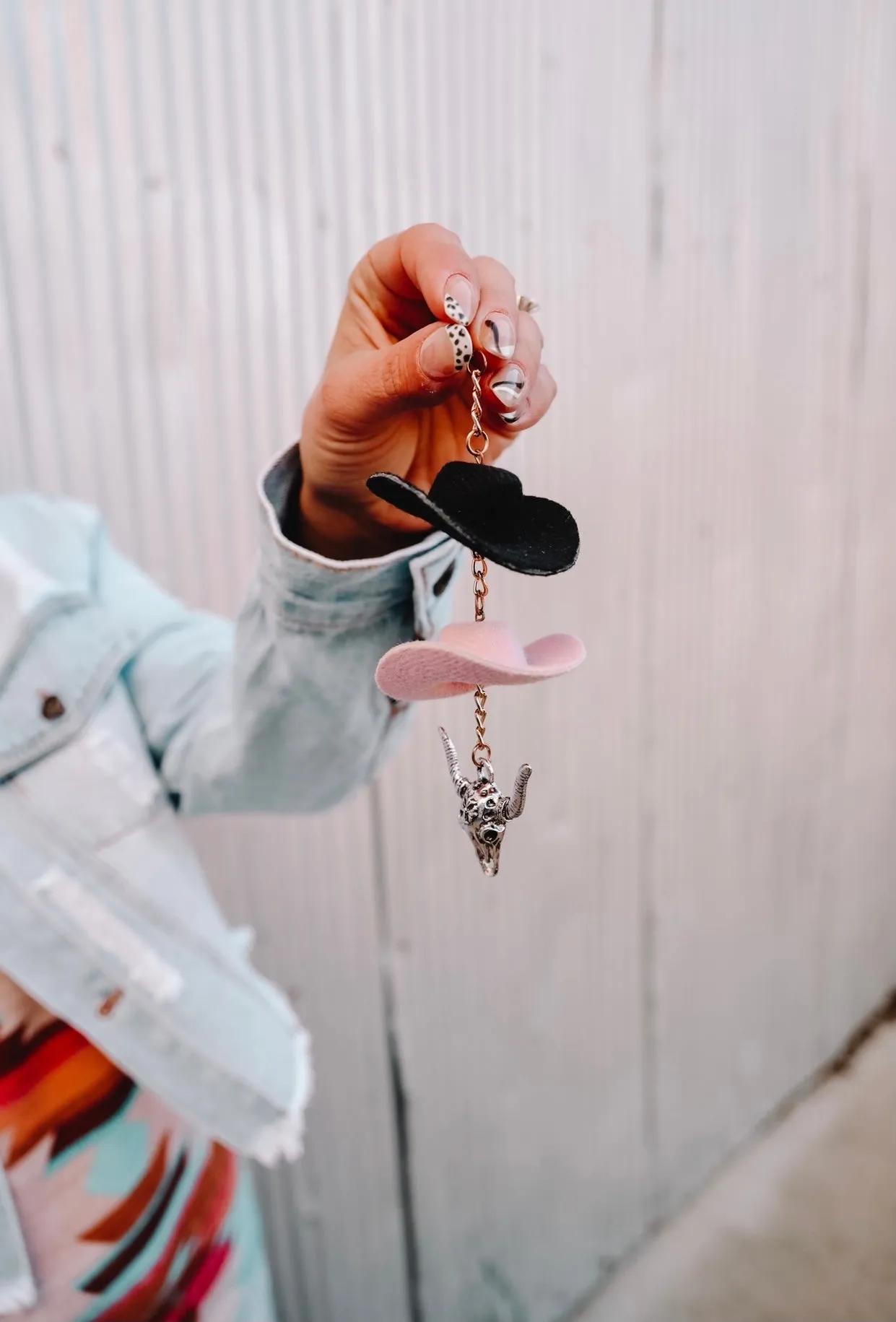 Pink & Black Cowboy Hat Keychain